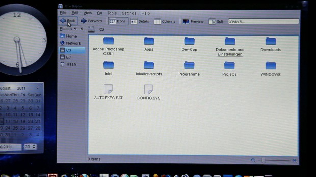 Das parallel installierte Windows auf dem UniOS-Rechner